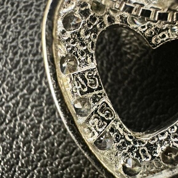Sterling Silver CZ Heart Pendant signed 925 AS - Picture 5 of 5